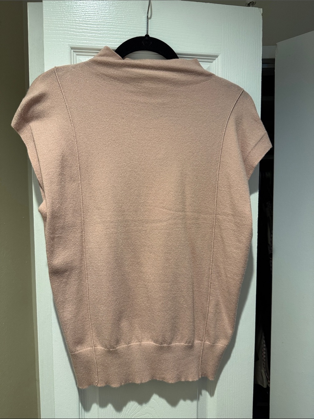 Short-Sleeve Cowl Neck Sweater in Blush